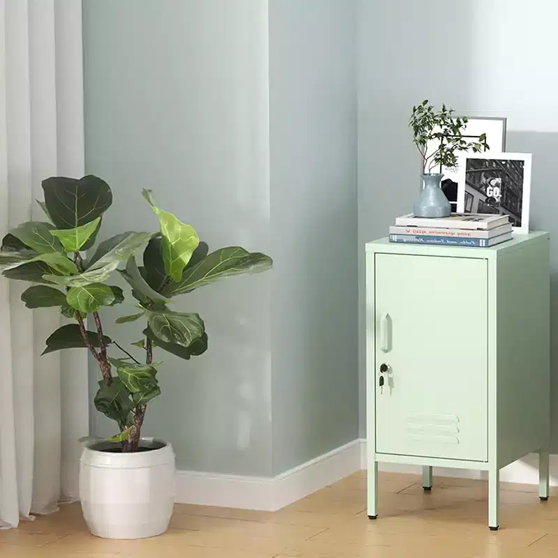 Metal Locker Nightstand with Shelf,Single Door Lockable Metal End Table,Modern Bedside Table, Versatile Side Cabinet for Bedroom, Living Room