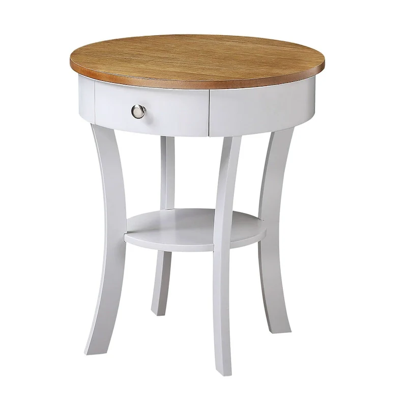 1-Drawer End Table with Shelf – Black / Espresso / White / Chestnut / Dark Grey / Natural / Driftwood / Cherry / Mahogany