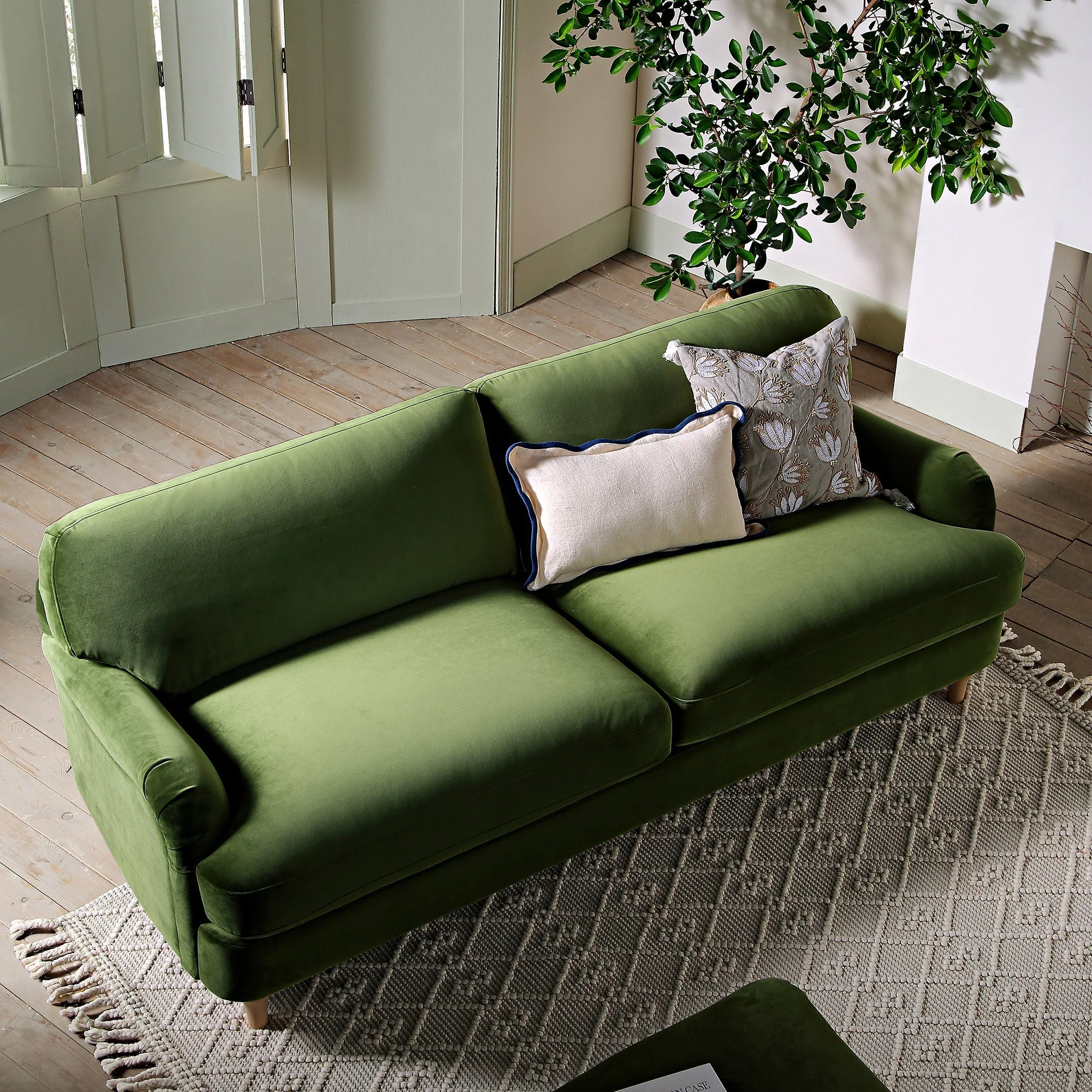 Fern Green Velvet Sofa, 3-Seater