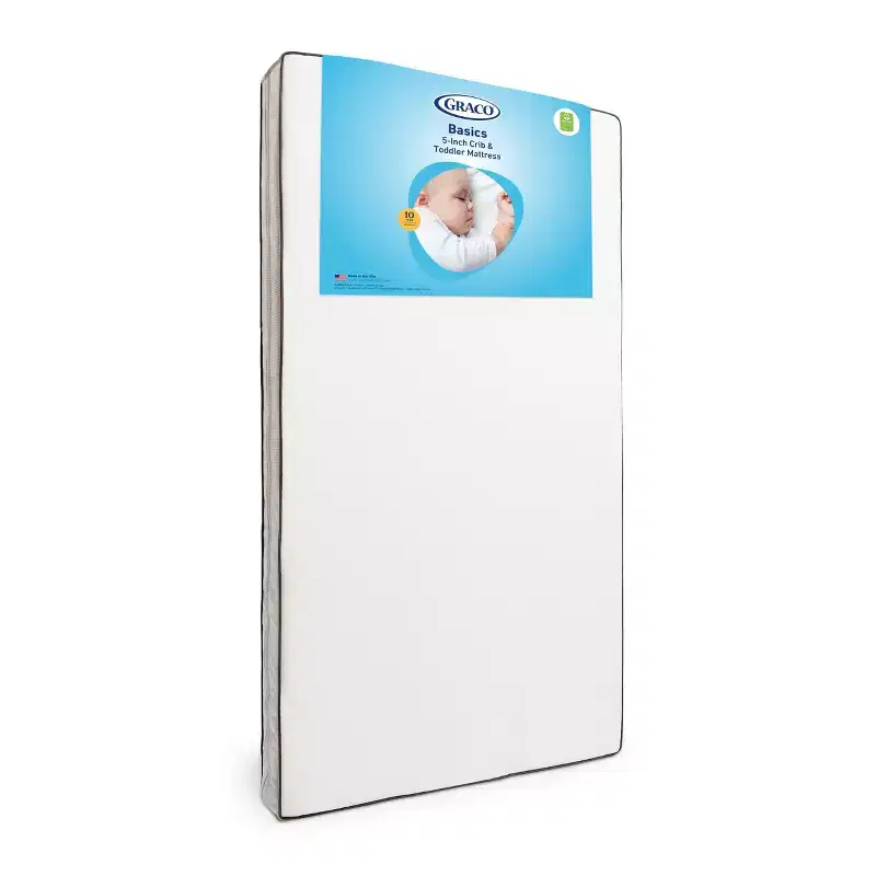 White Firm Crib & Toddler Mattress, 1-Child, Waterproof Knit Cover