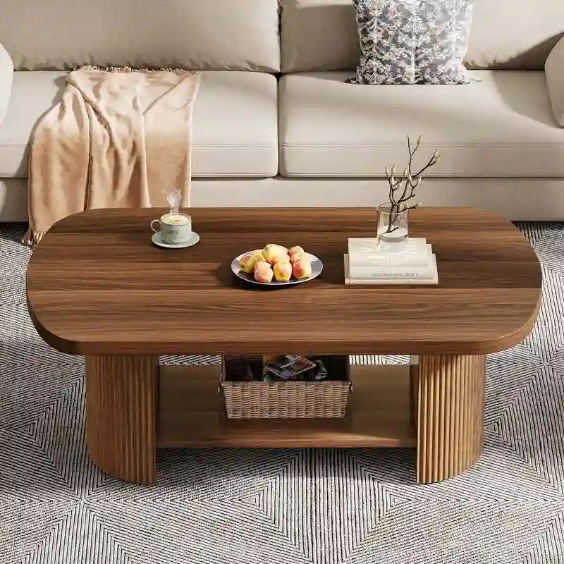 Oval Coffee Table with Storage Shelf 45.27