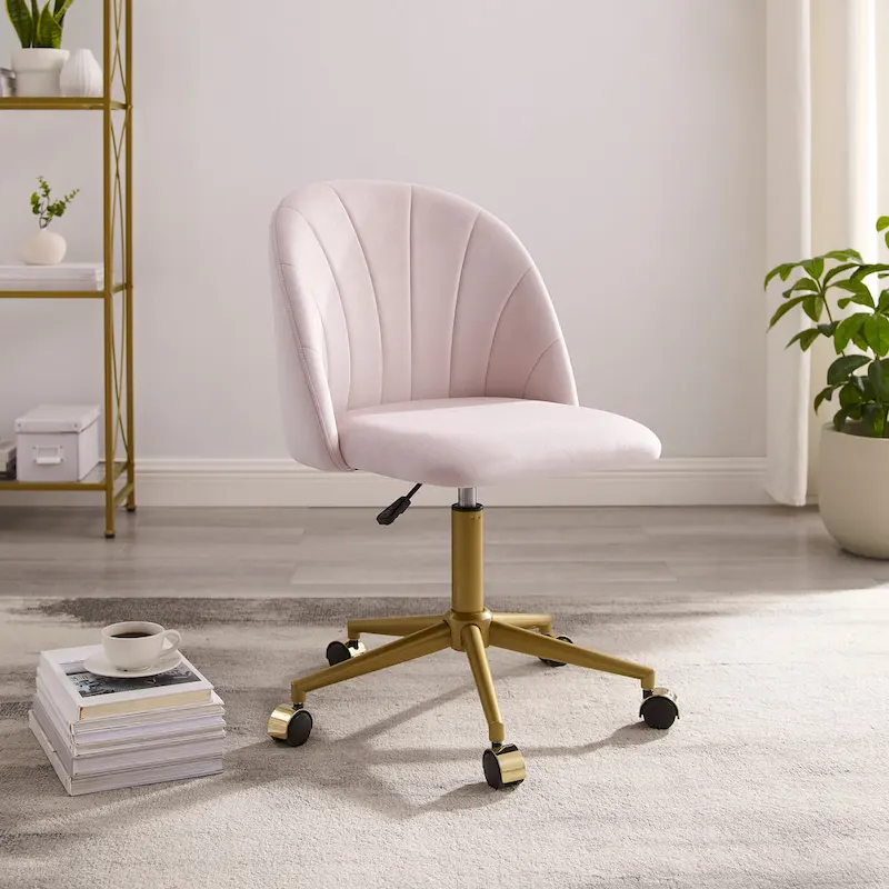 Velvet Curved Swivel Desk Chair