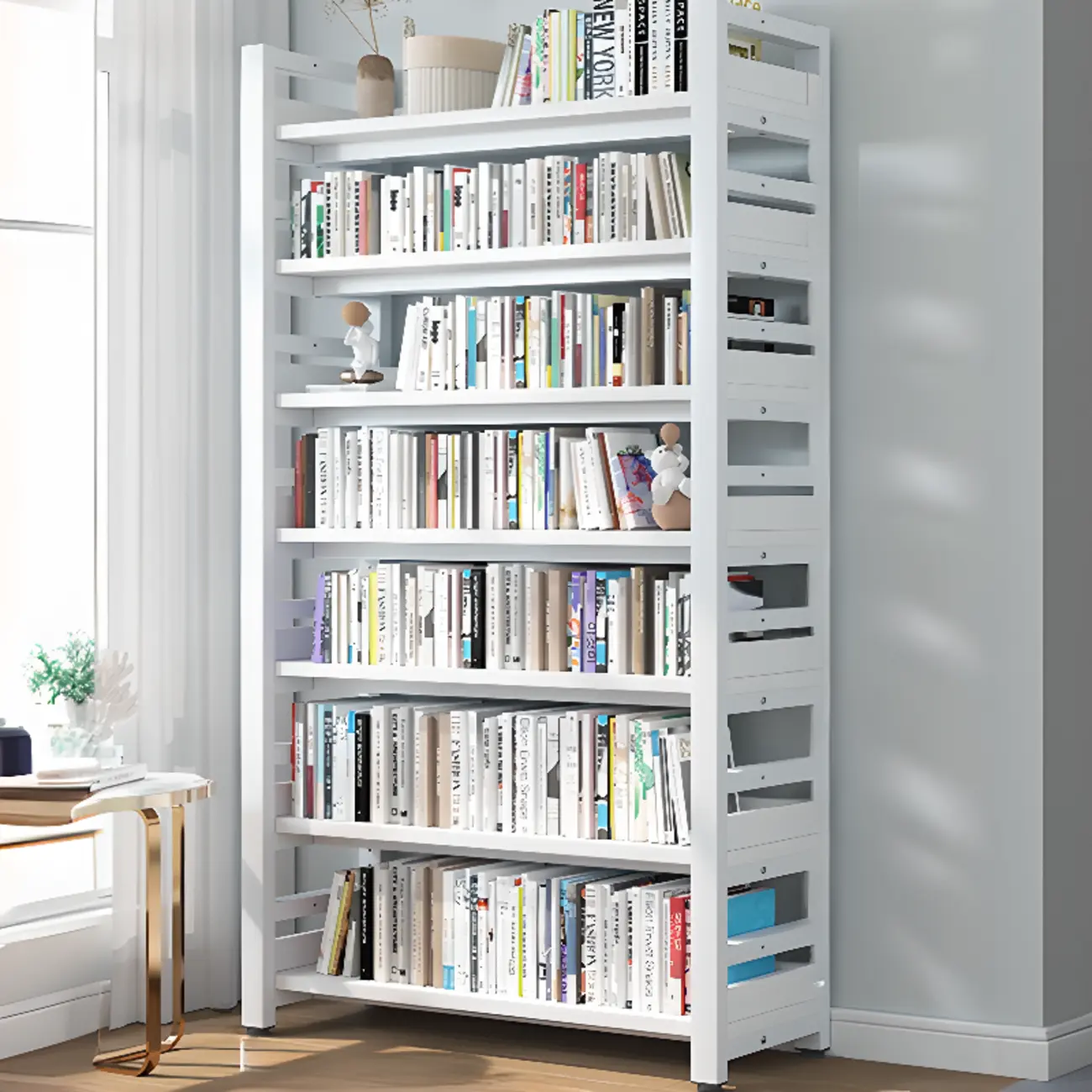 Modish Multi-Layer Open Back Wooden Tall Bookshelves