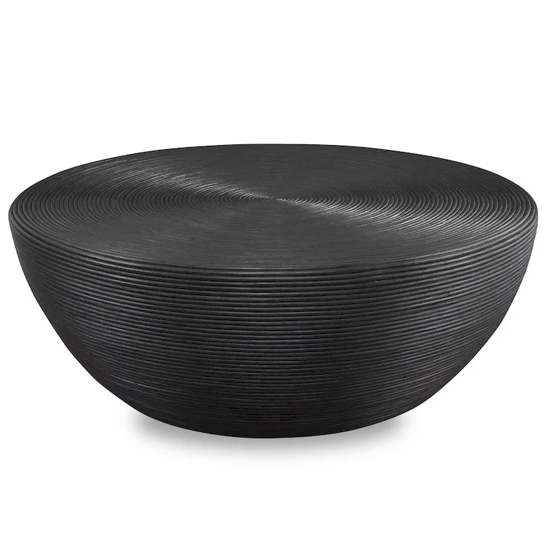 Bongo Black Rattan Coffee Table - 44W x 16H x 44D