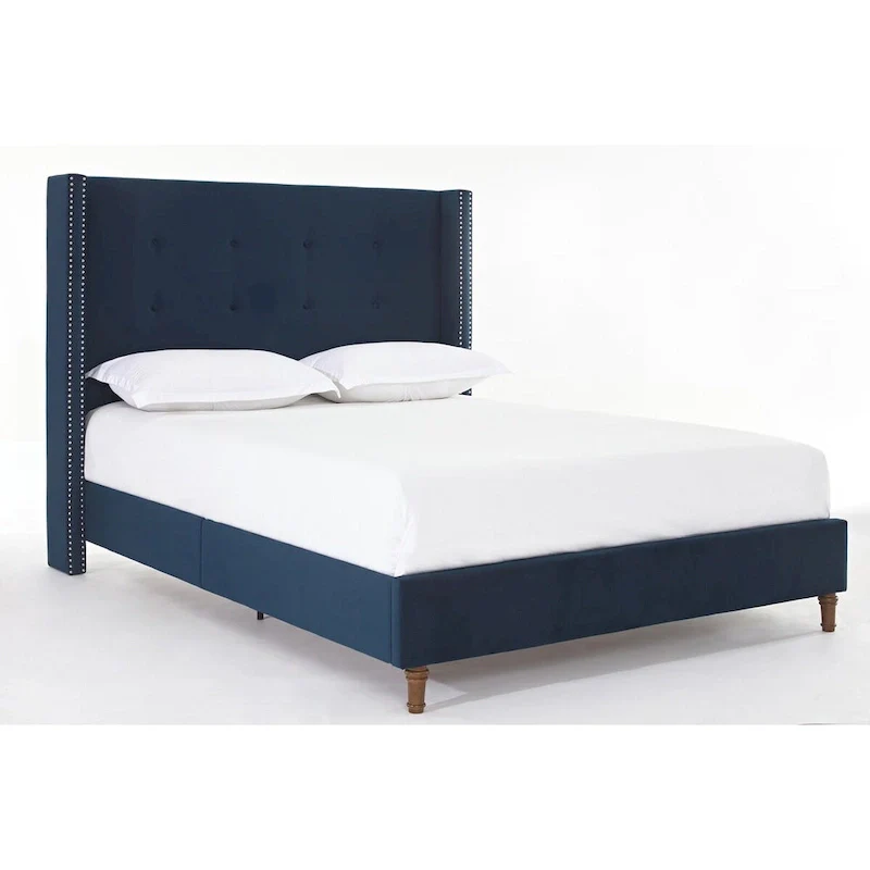 CUSchoice 54 High Headboard Upholstered Queen/King Bed (No Box Spring Needed)