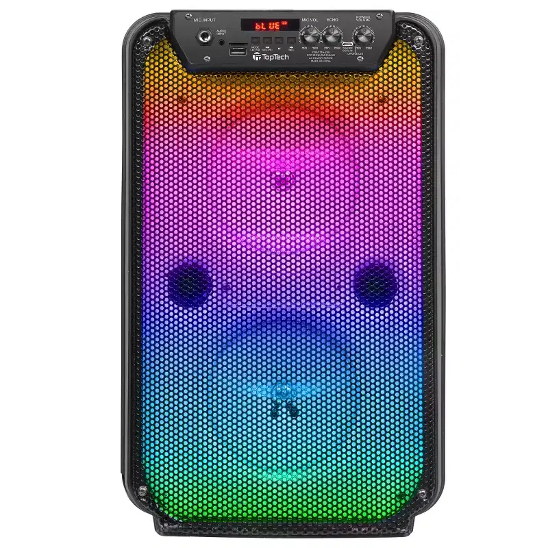 TOPTECH TTA-206 Dual 6'' Woofer Bluetooth Speaker with Stand & LED Flame Lights