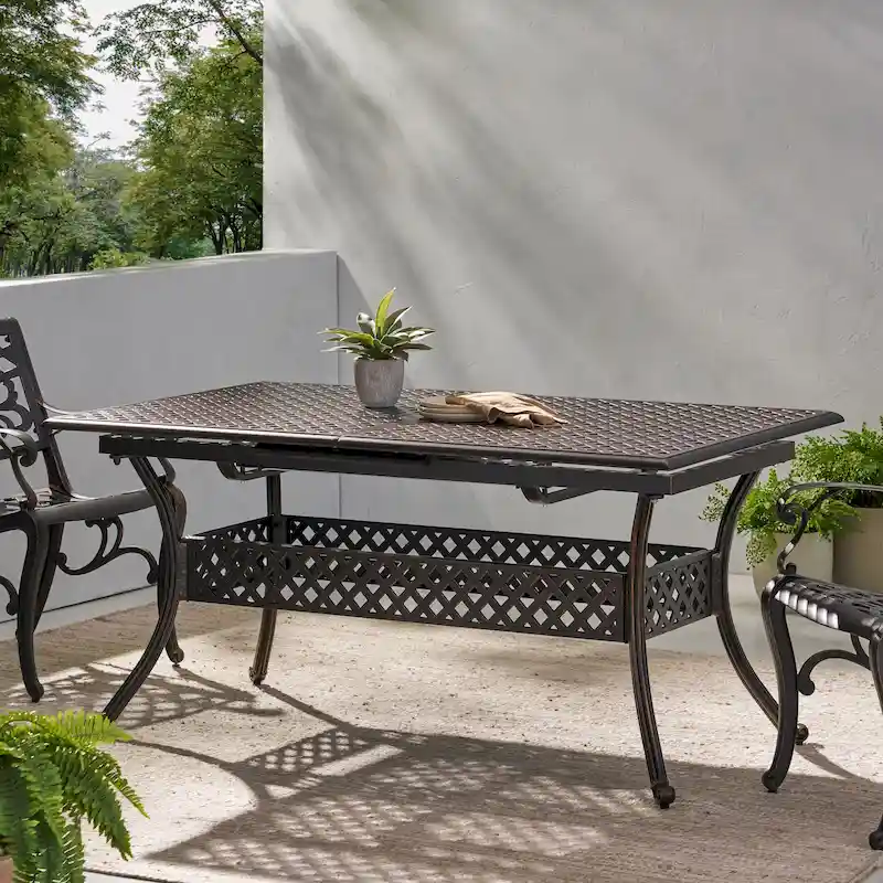 Abigail Outdoor Cast Aluminum Extendable Dining Table by Christopher Knight Home - 81.10
