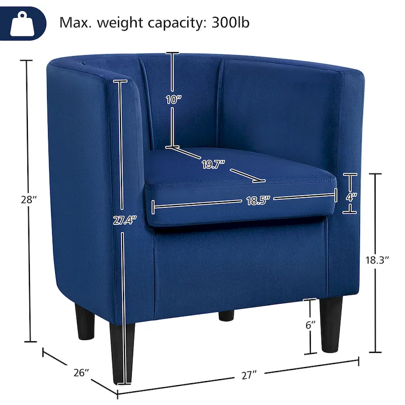 Modern Barrel-shaped Chair Upholstered Velvet Club Chair