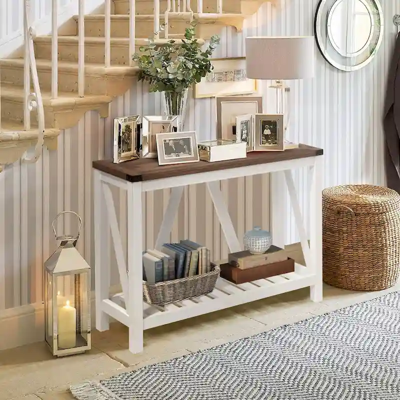 Pellebant A-frame Entry Console Table Long Sofa Table with Shelf - 45.27 in L x 13.98 in W x 31.88 in H