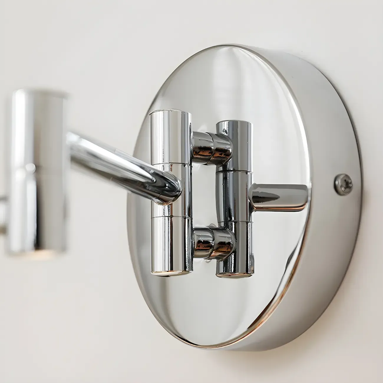 Modern Beige Circle Shade Sliver Swing Arm Wall Light