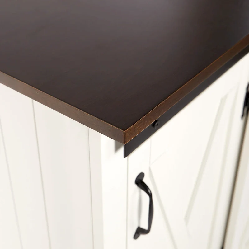 SEI Furniture Lankershim Modern Farmhouse White Wood Kitchen Cart