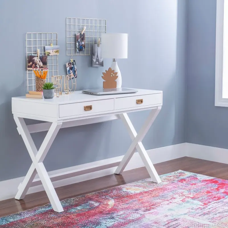 Poppy White X-base Writing Desk