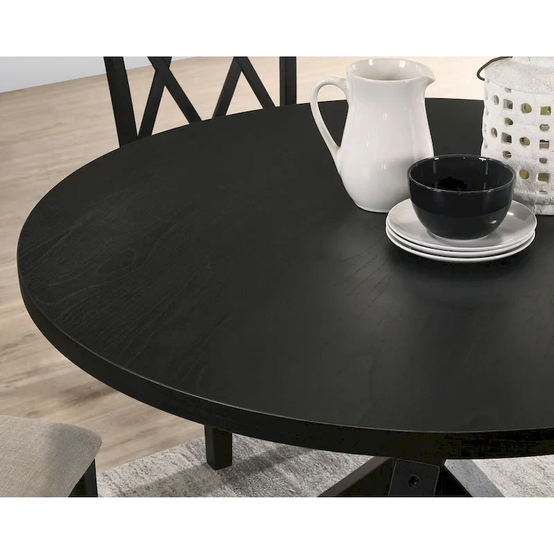 Windvale Cross-Buck Base Dining Table in Black