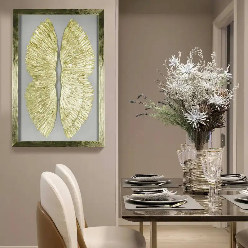 HUJI Dual Gold Wings Shadow Box Wall Decor
