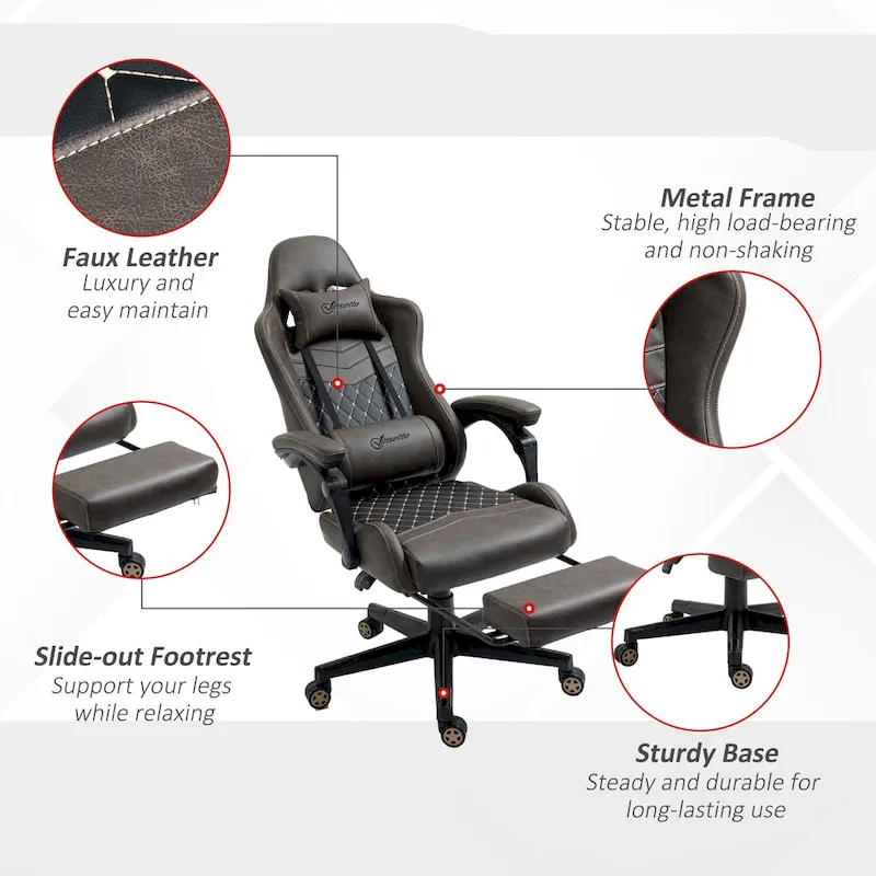 Vinsetto Gaming Chair Racing Style Office Ergonomic Chair Adjustable Height Swivel Recliner High Back PC Computer Desk Chair