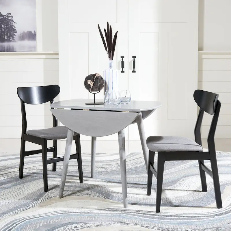 Folding Round Dining Table - Space-Saving Design (Black/Light Oak/Light Grey/Walnut)