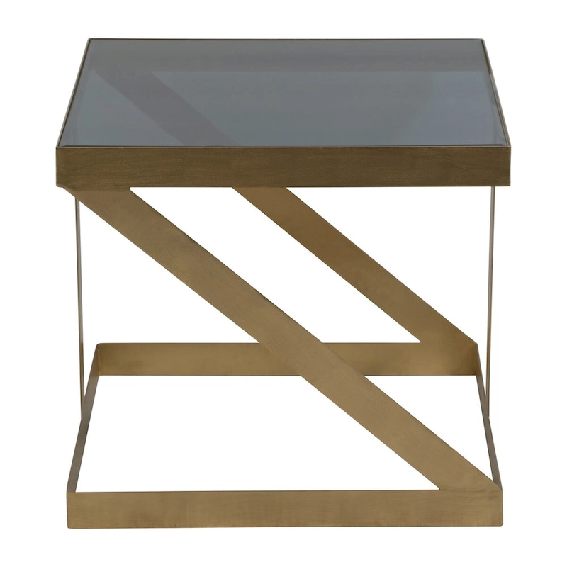 Sagebrook Home Modern Glam 20 Metal and Glass Gold and Black Side Accent Table - 22 x 22 x 20