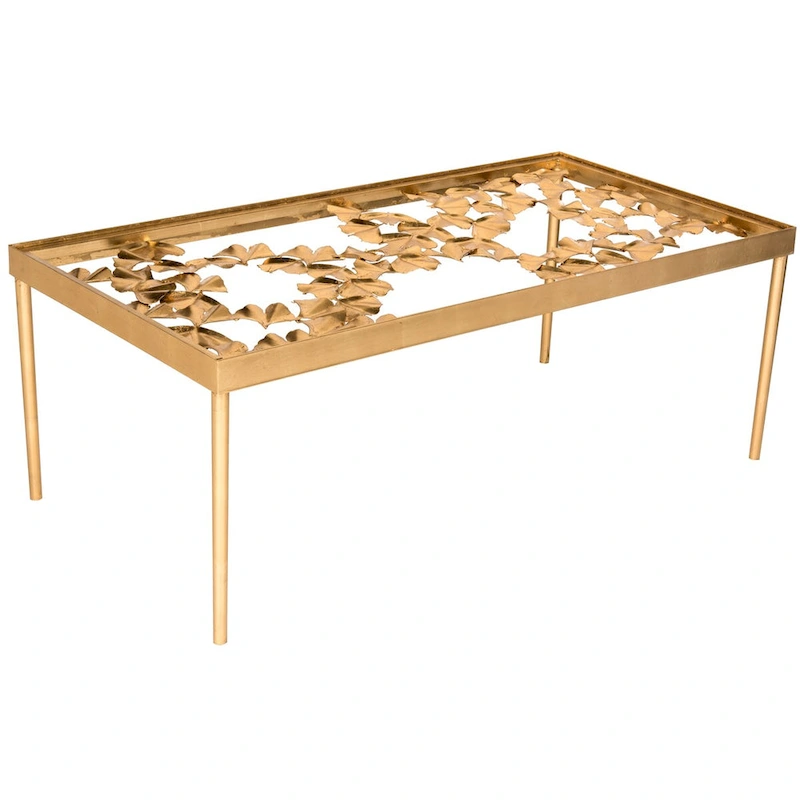 SAFAVIEH Julianne Antique Gold Leaf Coffee Table - 48 x 24 x 17.8 - 48Wx24Dx18H