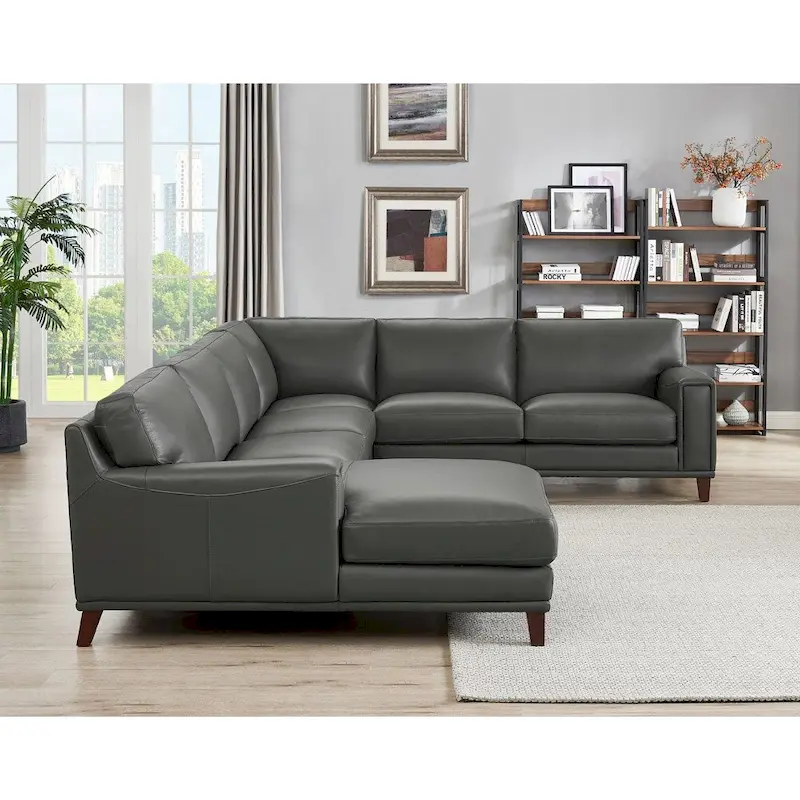 Hydeline Hayward Top Grain Leather Sectional Sofa with Chaise