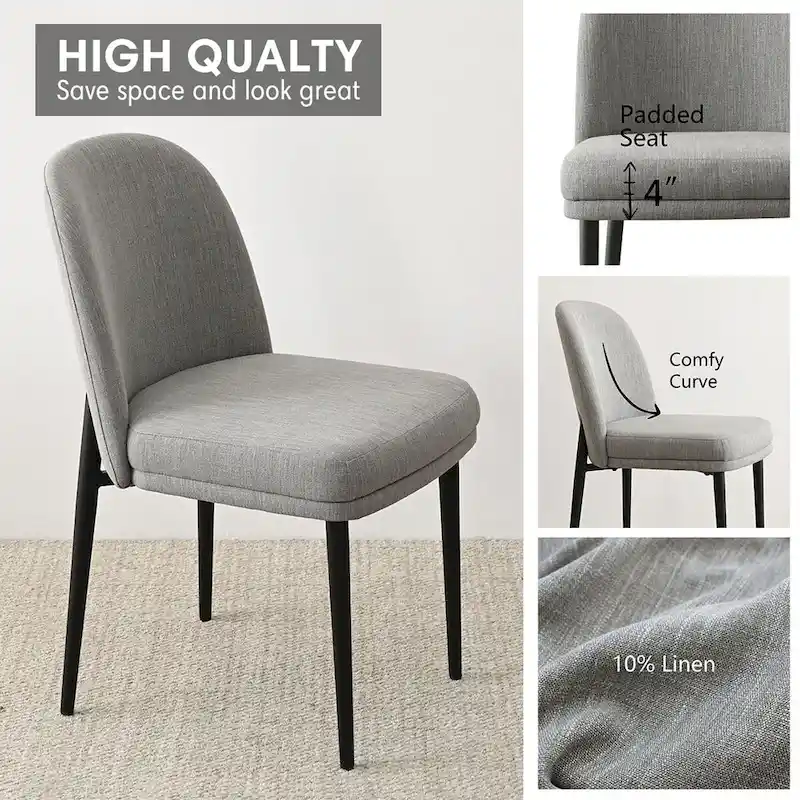 Linen Upholstered Dining Chair(Set of 2)