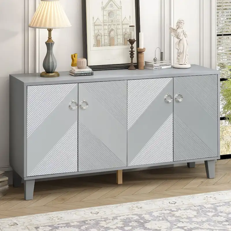 Light Luxury Cabinet Adorned with Geometric Patterns, Suitable for Hallway, Entryway, Living Room