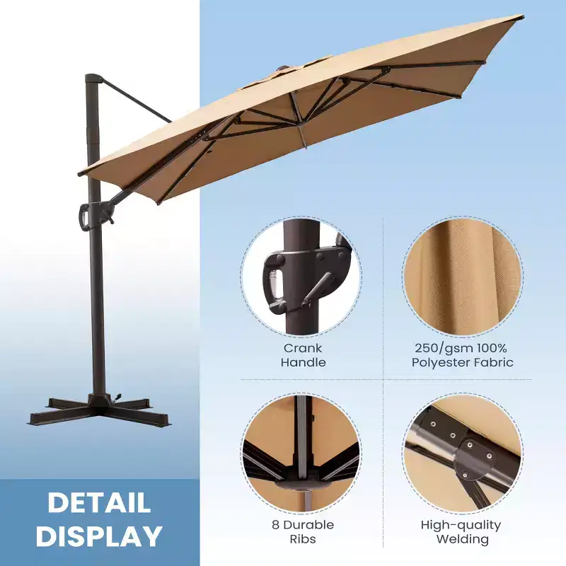 Crestlive Products 9x11FT Cantilever Patio Offset Umbrella 1-Tier Top No Base