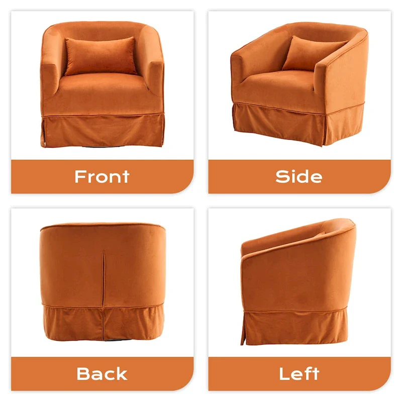 Ouyessir Set of 2 Swivel Barrel Chair 360 Degree Upholstered Accent Chair Fabric Armchair