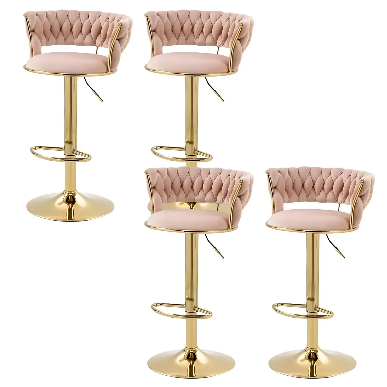 Gold Base Low Back Adjustable Swivel Bar Stool