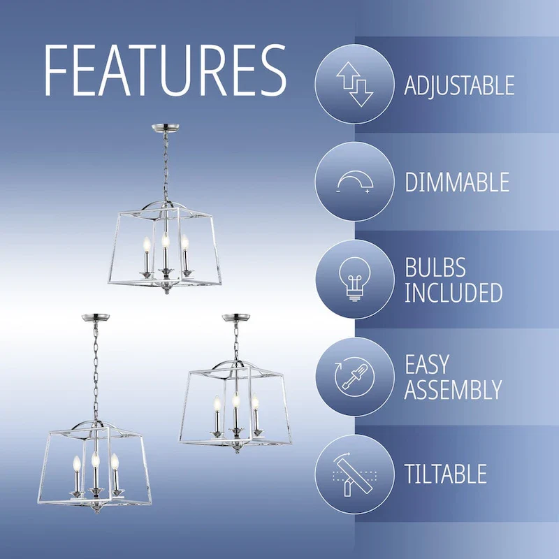 Virginia 14.5  3-light Metal LED Pendant, Chrome by JONATHAN Y