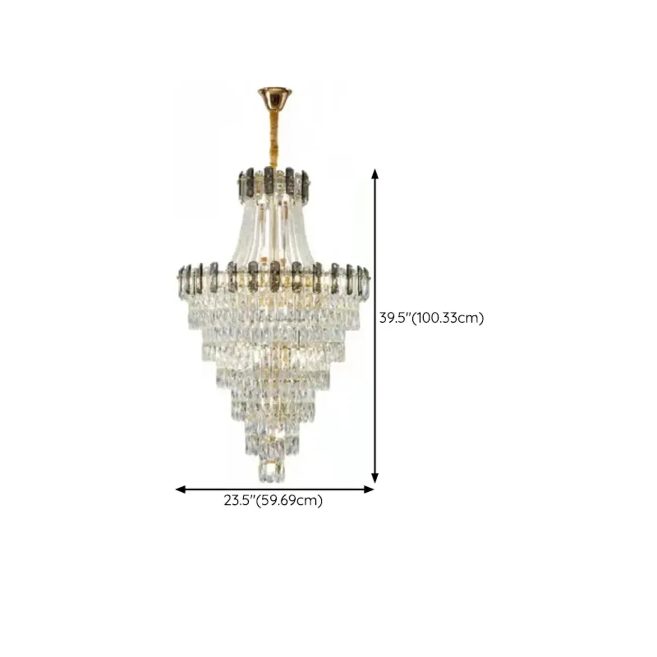 Luxury Long Cascading Crystal Gold Chandelier