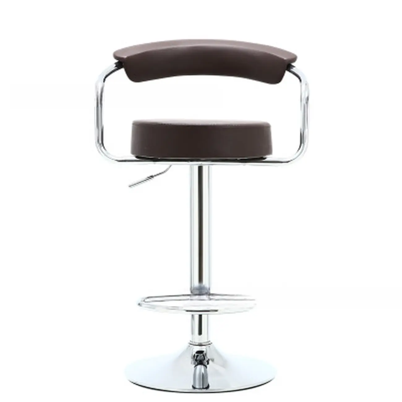 Modern Chrome Leather Ergonomic Adjustable Bar Stool