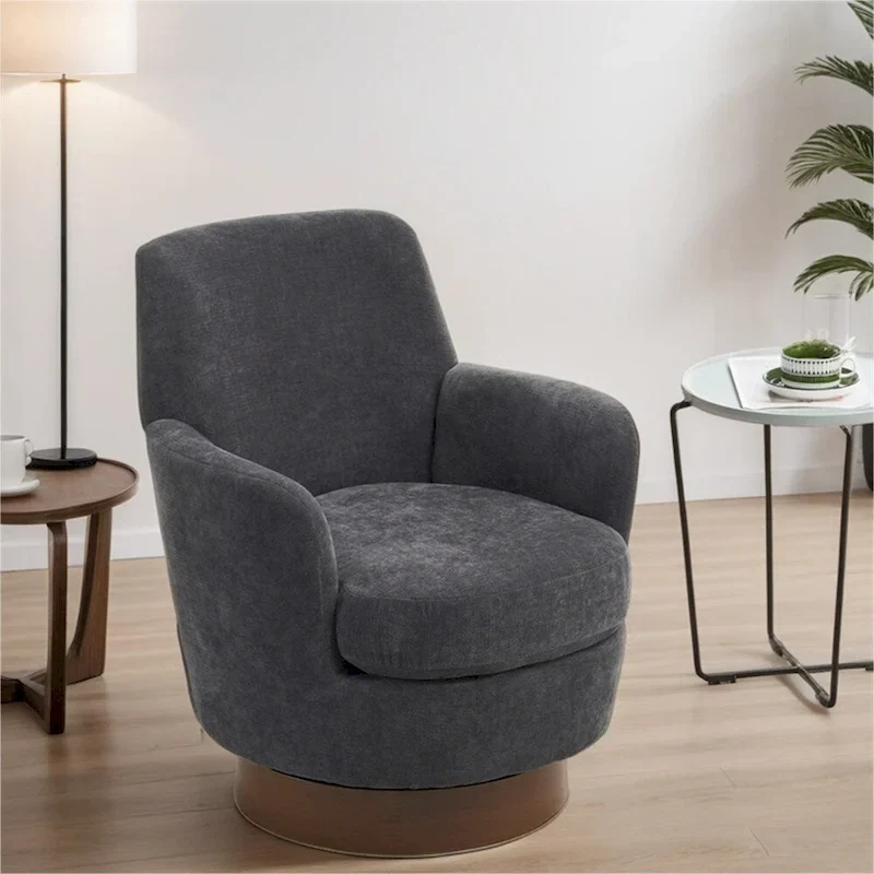 Swivel Round Accent Chairs Armchair with Stainless Steel Base
