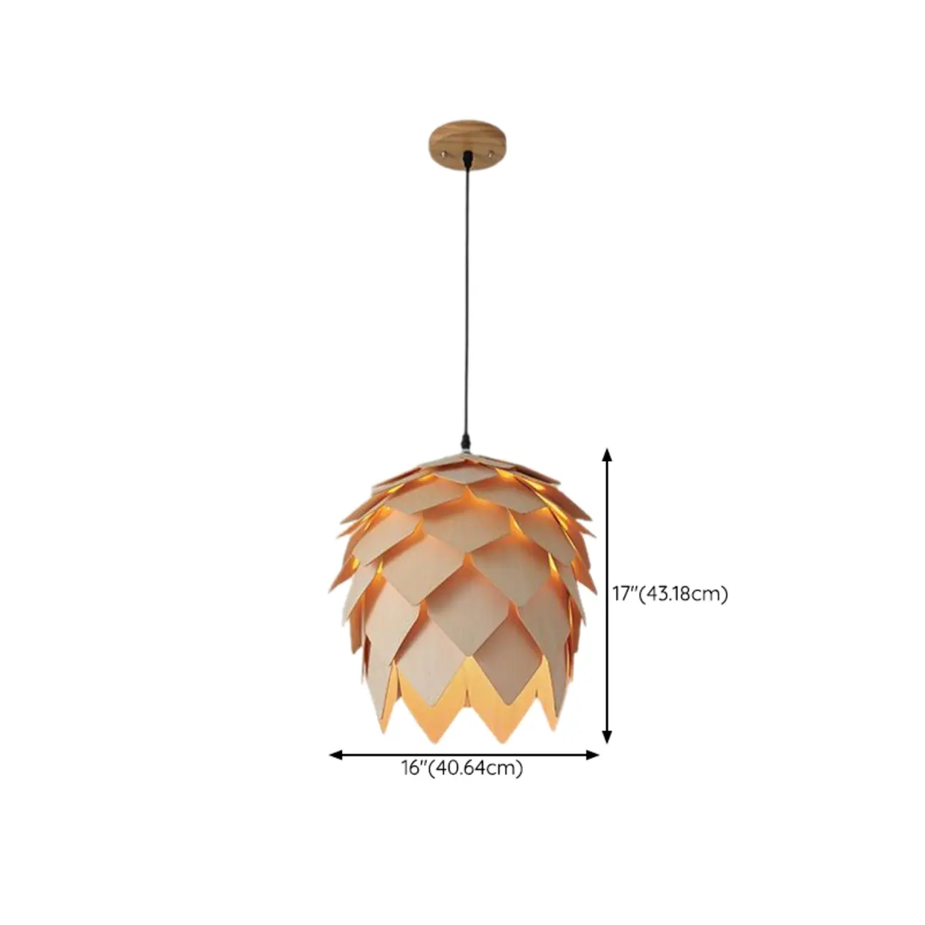 Exquisite Solid Wood Pine Cone Pendant Light Hanging Lamp