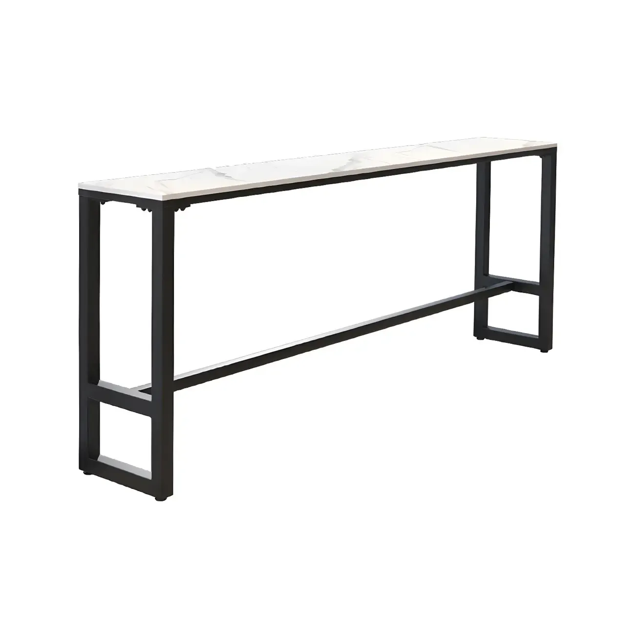 Rectangular White Marble Top Bar Tables with Iron Base
