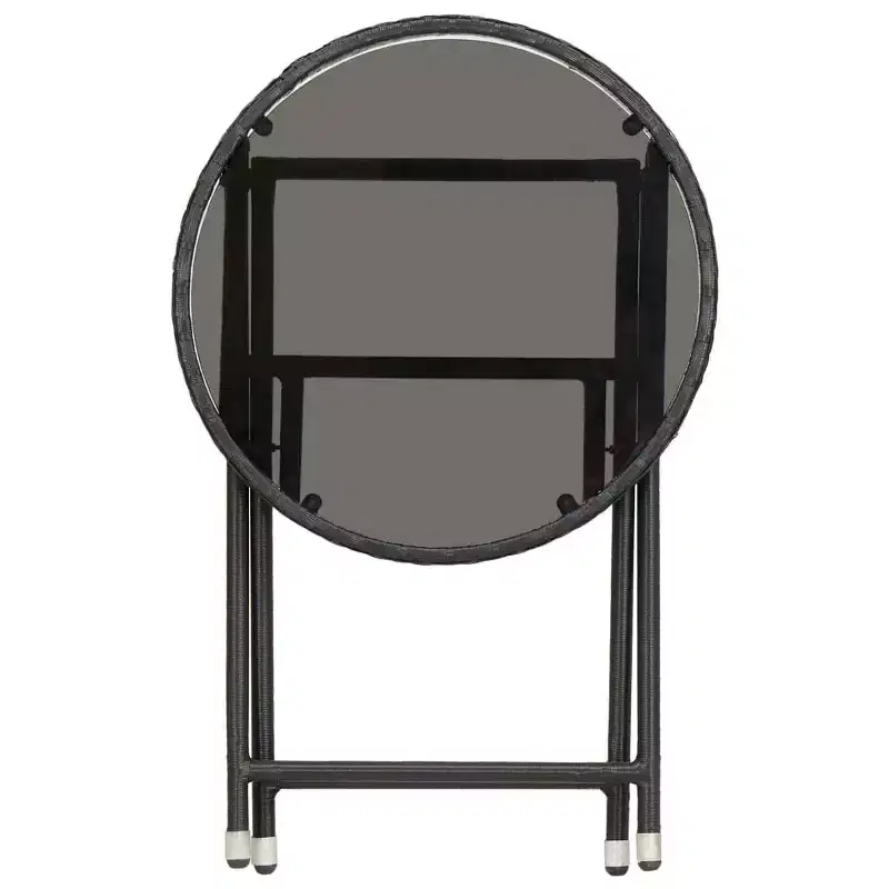 vidaXL Patio Bistro Set Bistro Table 3 Piece Poly Rattan and Tempered Glass