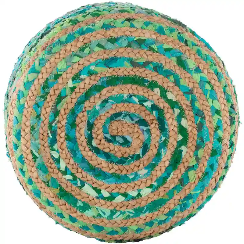 Livabliss Baeley Hand Crafted Bohemian Jute and Wood Foot Stool