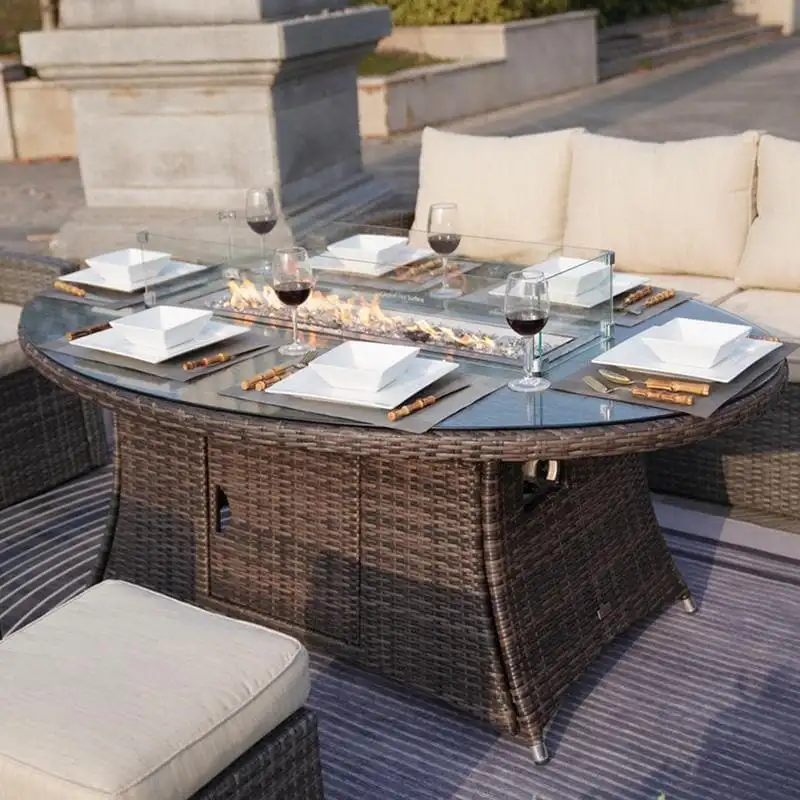 7-Pieces Outdoor Wicker Patio Oval Dining Set with Arm Chair
