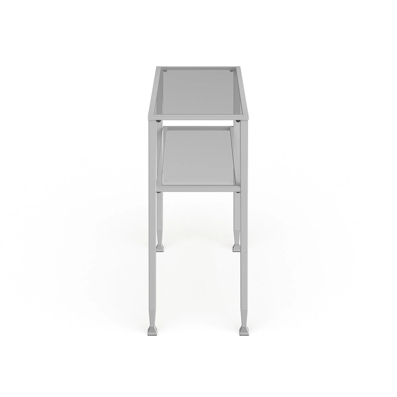 SEI Furniture Price Matte Gold Metal Console Table with Shelf and Tempered Glass