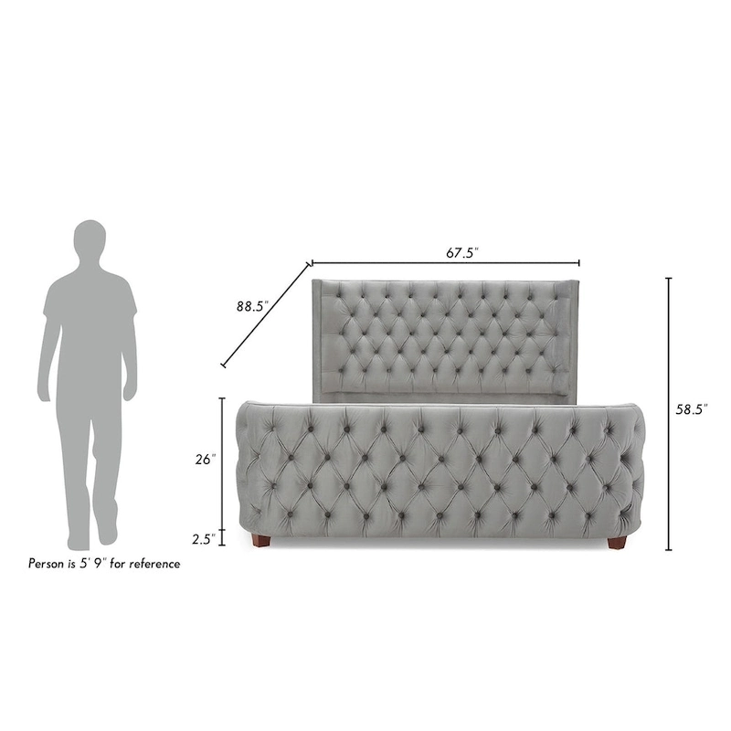 Chateau Velvet Upholstered Tufted Sheltered Panel Bed Set