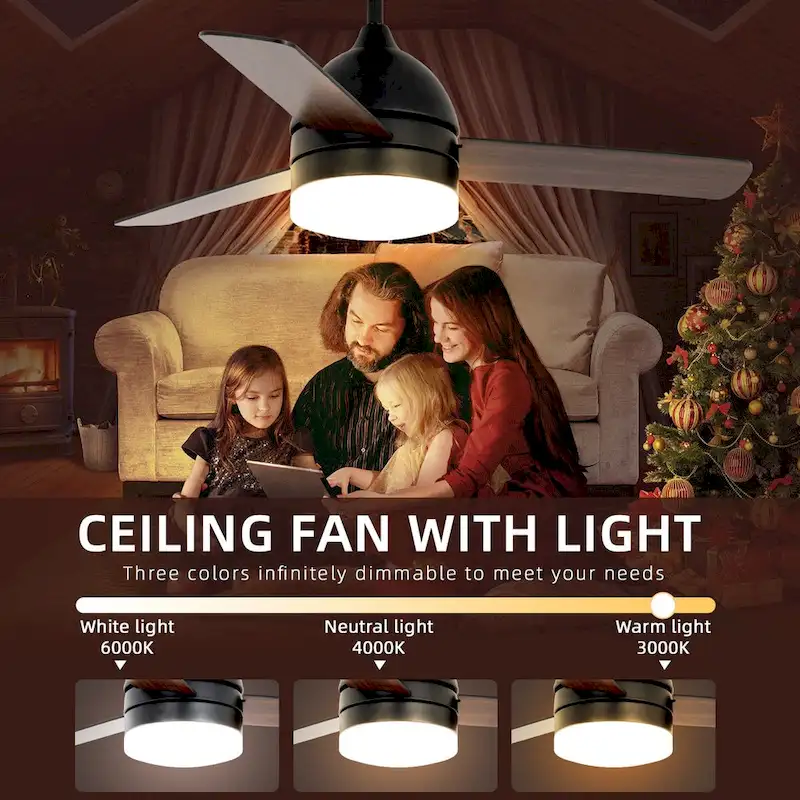 Wood Colour Straight Blade Ceiling Fan Light