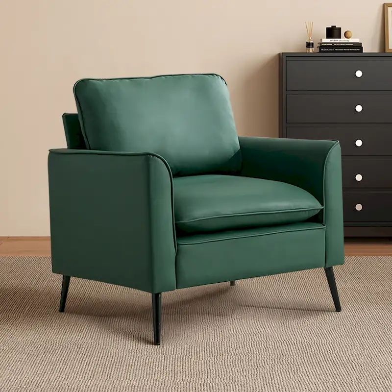 Green Modern Upholstered Accent Chair with Waist Pillows