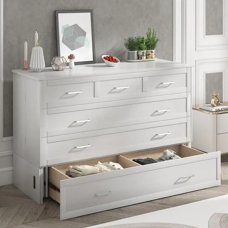 Mixoy Murphy Bed Cabinet Bed Chest with Mattress & Drawer