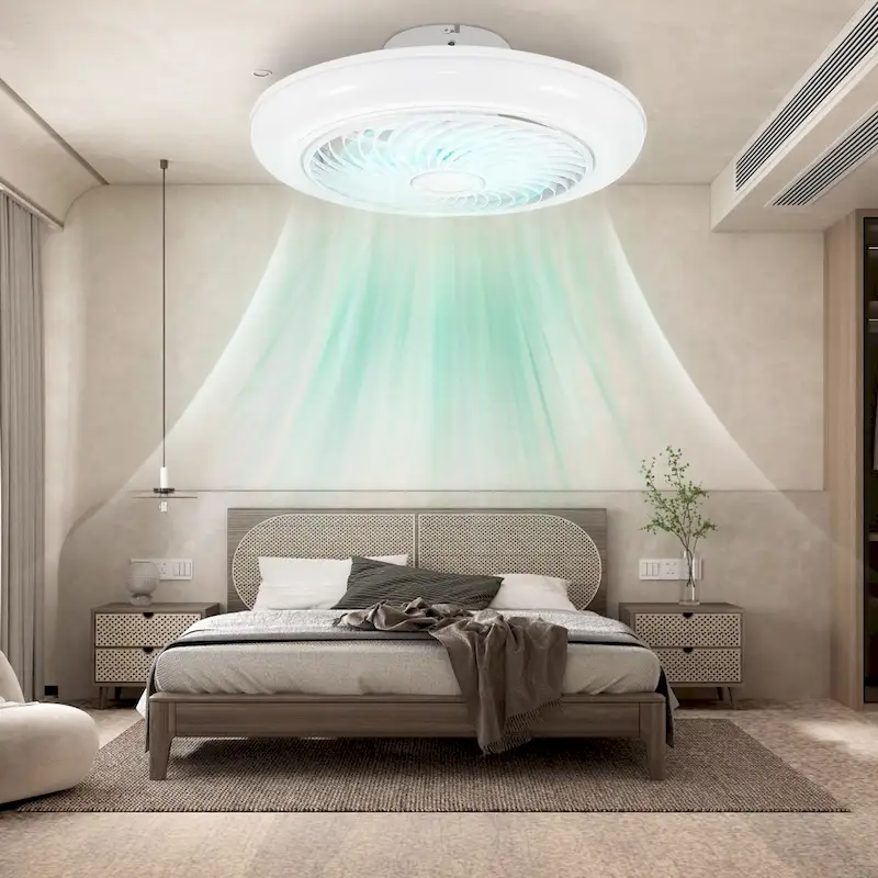 5 Blade LED Ceiling Fan with Light 3 Colors Remote Control