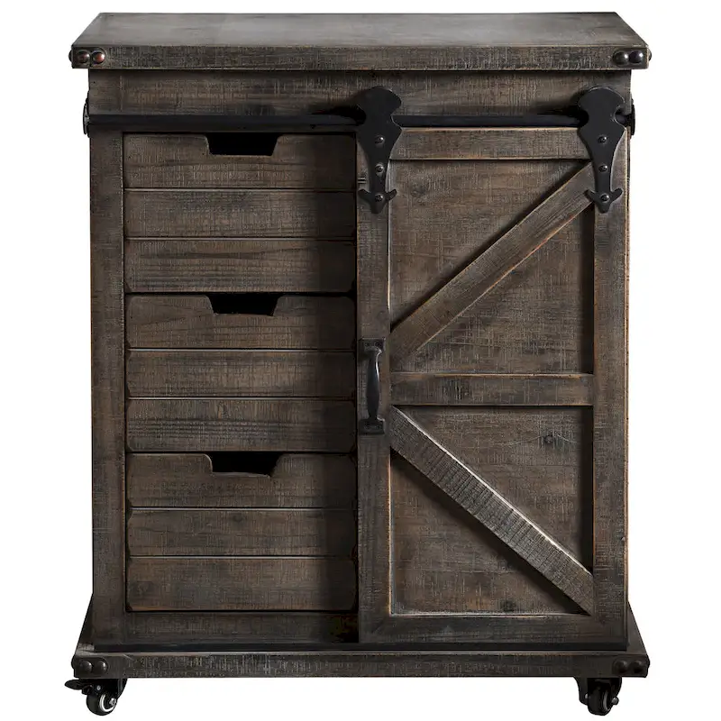 StyleCraft Presley Driftwood Grey 3-Drawer with Door Side Cabinet