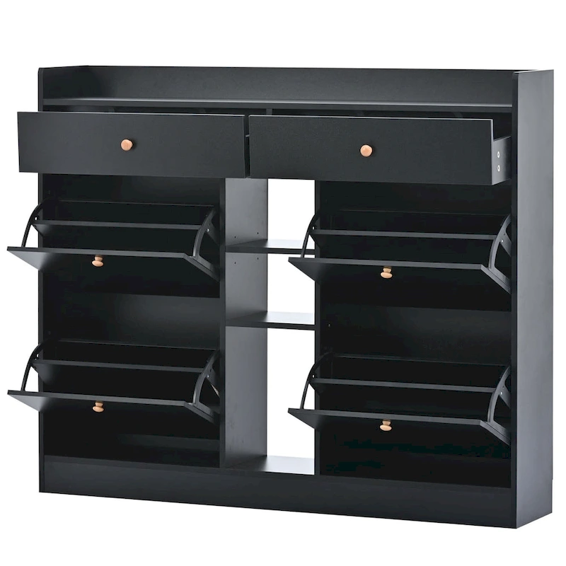 Merax Multifunctional 2-Tier Shoe Storage Organizer with Drawers