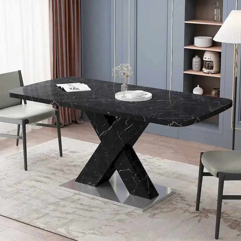 Modern 47.24-62.99 L Marble Square Dining Table
