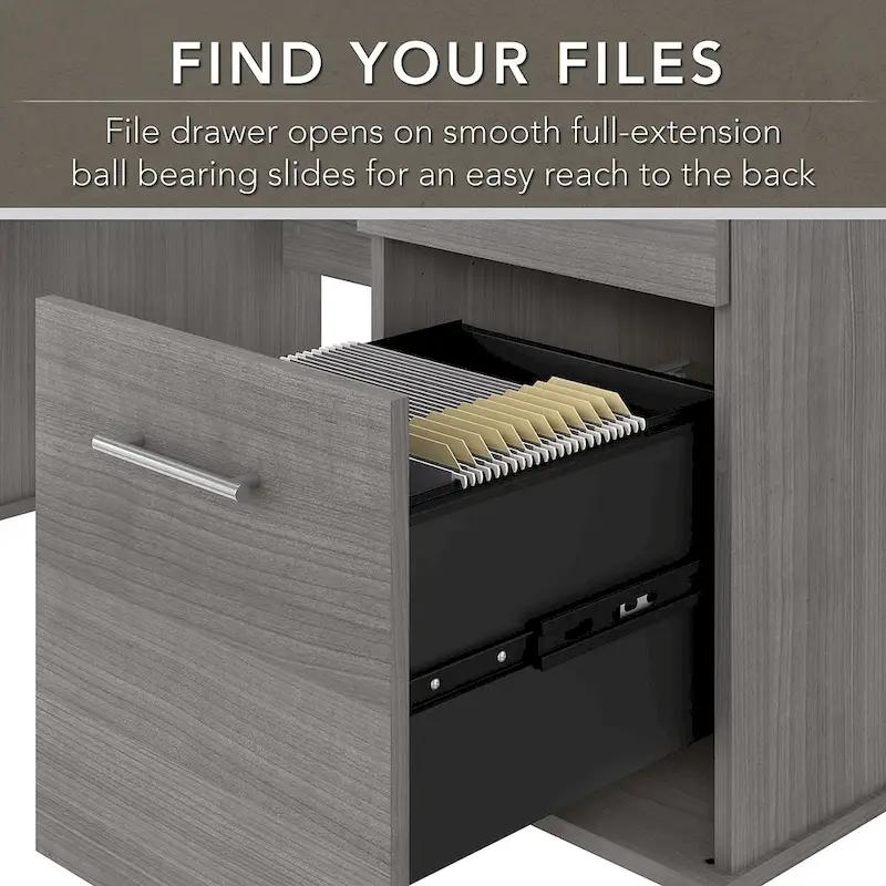 Somerset 60W Office Desk with Cabinet and 5 Shelf Bookcase