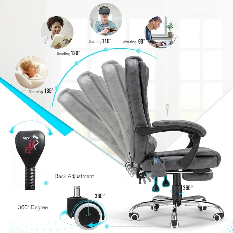 AECOJOY Heated Executive Office Chair w/ Massage &Adjustable Height