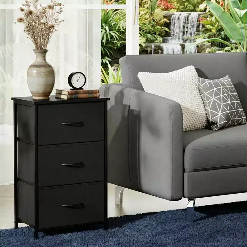 Slim 3-Drawer Dresser  Modern Compact Storage Cabinet with Removable Fabric Bins  Space-Saving Organizer for Bedroom, Closet, Apartment