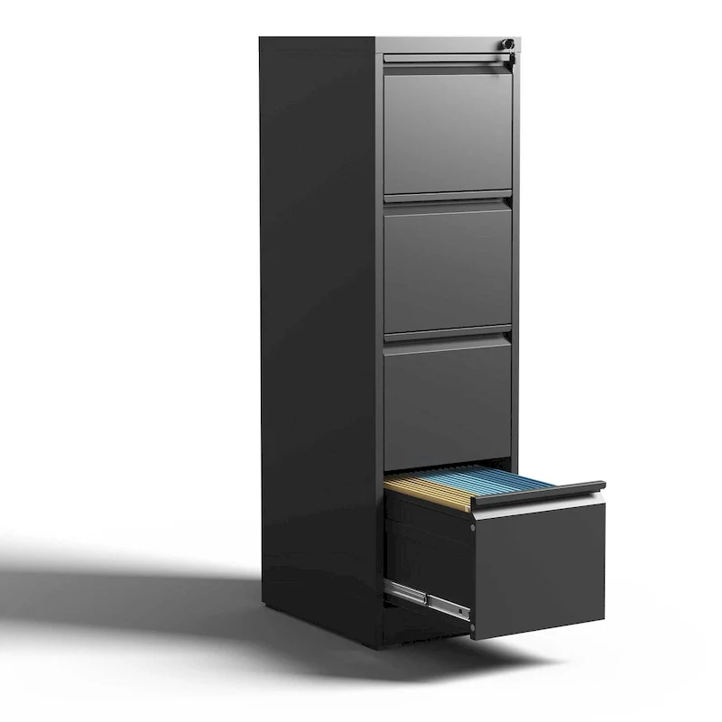 Black/White Steel Vertical File Cabinet – 2/3/4/5 Drawer, for 1–5 Users